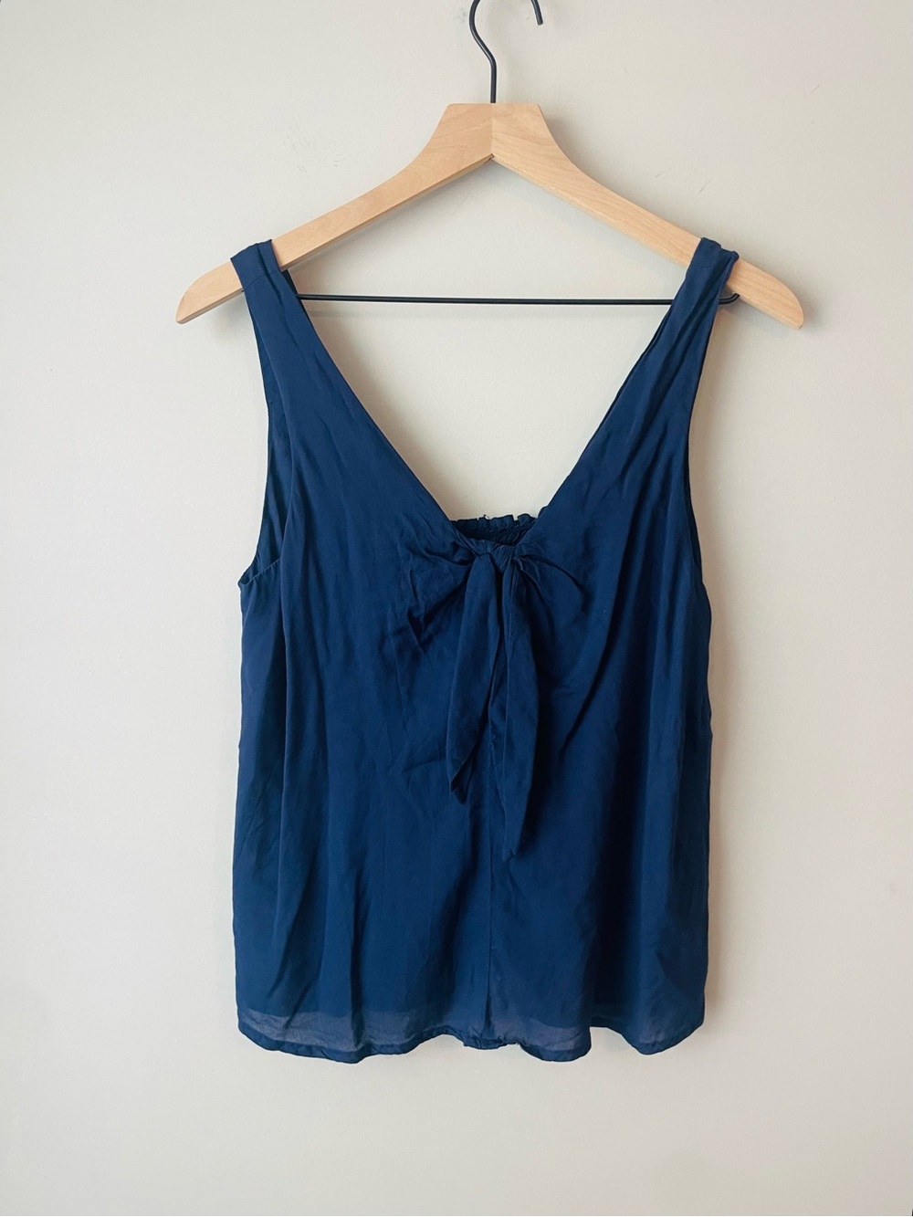 MAEVE Anthropologie Navy Tie-Front V-Neck Tank Top